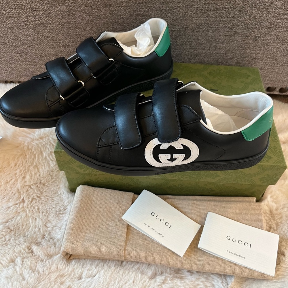 New Gucci GG Black leather Sneakers - Picture 6 of 9